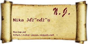 Nika Jónás névjegykártya